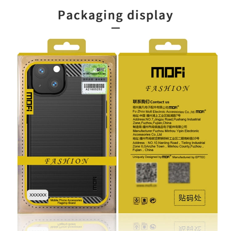 For iPhone 13 MOFI Gentleness Series Brushed Texture Carbon Fiber Soft TPU Case (Blue) by MOFI