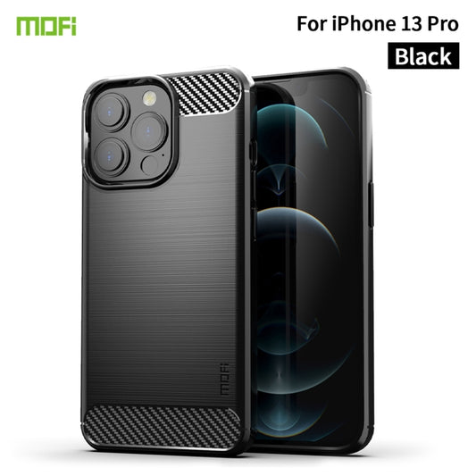 For iPhone 13 Pro MOFI Gentleness Series Brushed Texture Carbon Fiber Soft TPU Case (Black) by MOFI
