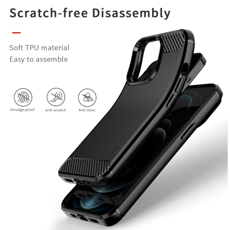 For iPhone 13 Pro MOFI Gentleness Series Brushed Texture Carbon Fiber Soft TPU Case (Blue) - iPhone 13 Pro Cases by MOFI | Online Shopping UK | buy2fix