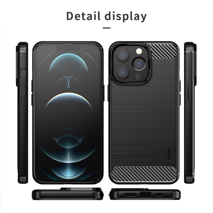 For iPhone 13 Pro MOFI Gentleness Series Brushed Texture Carbon Fiber Soft TPU Case (Blue) - iPhone 13 Pro Cases by MOFI | Online Shopping UK | buy2fix