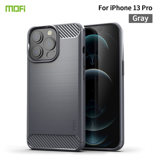 For iPhone 13 Pro MOFI Gentleness Series Brushed Texture Carbon Fiber Soft TPU Case (Gray) by MOFI