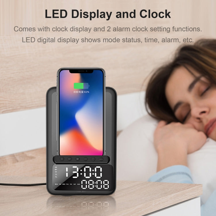 AEC BT512 Multifunctional Bluetooth Speaker 10W Wireless Charger LED Desktop Electronic Alarm Clock - Desktop Speaker by AEC | Online Shopping UK | buy2fix