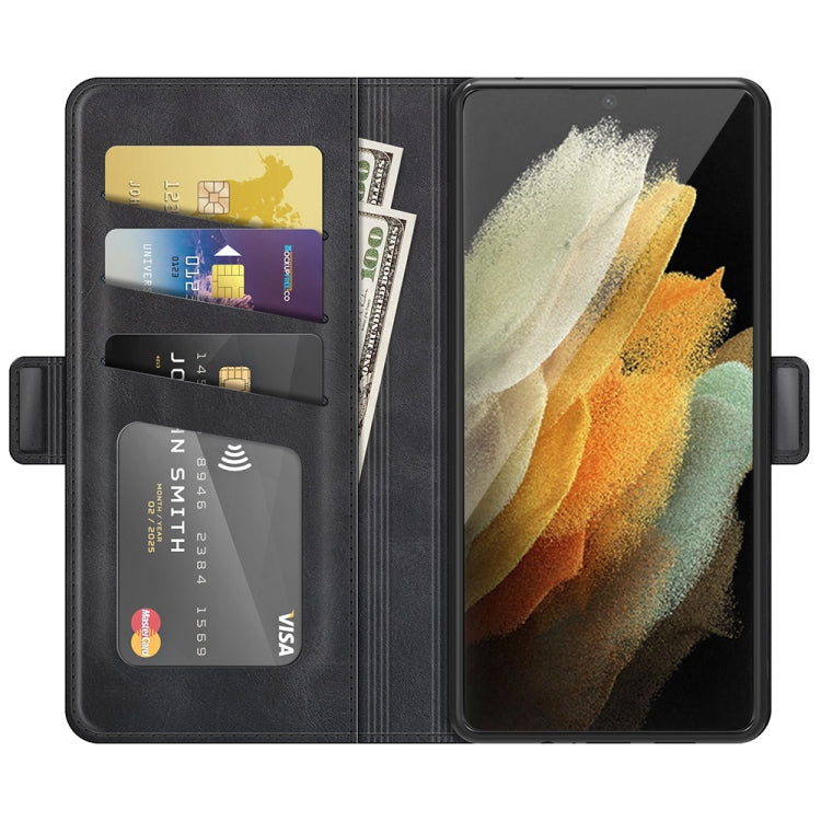 For Samsung Galaxy S22 Ultra 5G Dual-side Magnetic Buckle Horizontal Flip Leather Case with Holder & Card Slots & Wallet(Black) - Galaxy S22 Ultra 5G Cases by buy2fix | Online Shopping UK | buy2fix