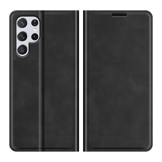 For Samsung Galaxy S22 Ultra 5G Retro-skin Business Magnetic Suction Leather Case with Holder & Card Slots & Wallet(Black) by buy2fix