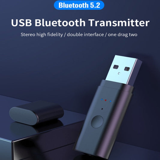TX35 Bluetooth 5.2 Transmitter One Drag Two USB / AUX Dual Output by buy2fix