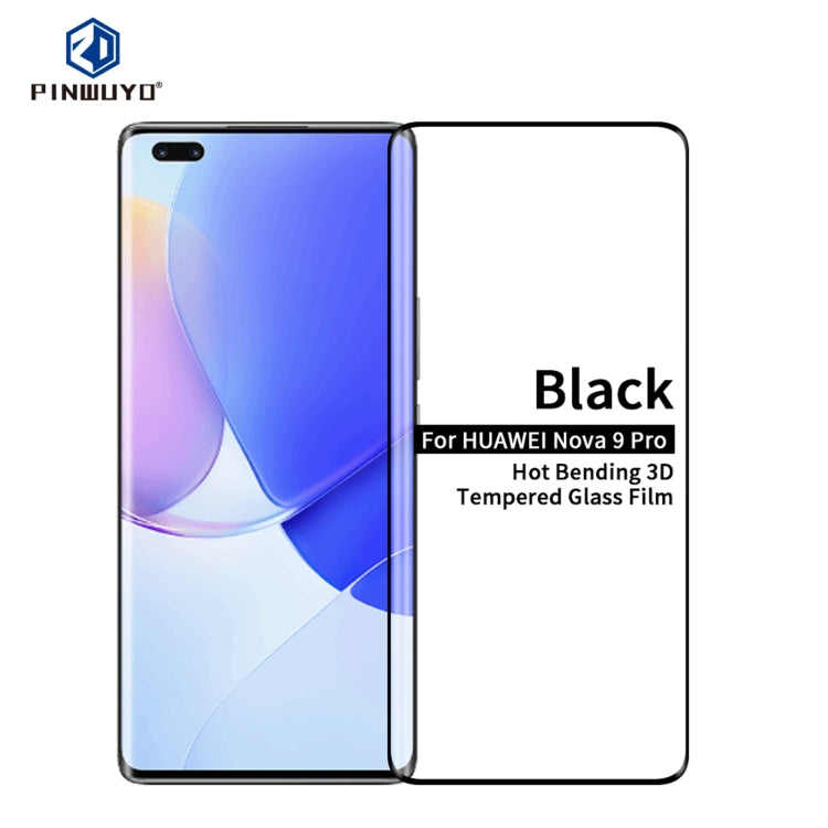 For Huawei nova 9 Pro PINWUYO 9H 3D Hot Bending Tempered Glass Film(Black) - Huawei Tempered Glass by PINWUYO | Online Shopping UK | buy2fix