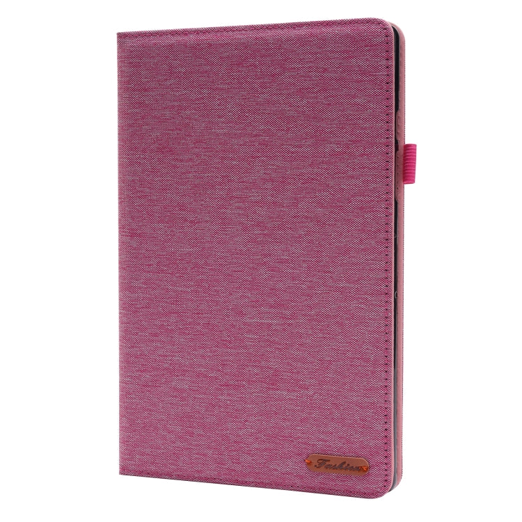 For Samsung Galaxy Tab A8 10.5 2021 Horizontal Flip Fabric PU Leather Tablet Case with Card Slots & Holder(Rose Red) - Other Galaxy Tab PC by buy2fix | Online Shopping UK | buy2fix