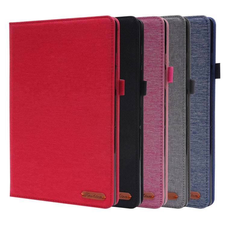 For Samsung Galaxy Tab A8 10.5 2021 Horizontal Flip Fabric PU Leather Tablet Case with Card Slots & Holder(Rose Red) - Other Galaxy Tab PC by buy2fix | Online Shopping UK | buy2fix