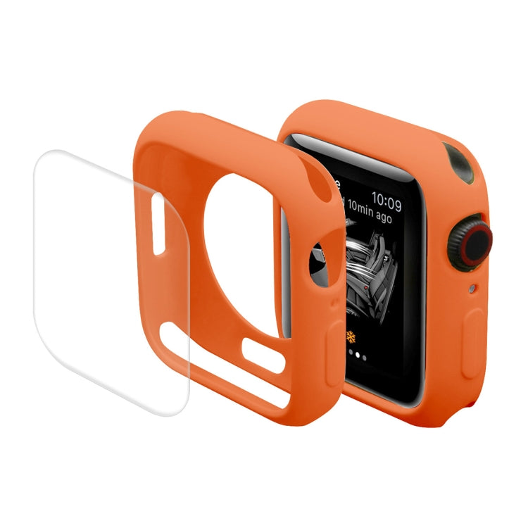 ENKAY Hat-Prince Protective TPU Watch Case + Full Coverage PET Screen Protector Film For Apple Watch Series 8 / 7 45mm(Orange) - Watch Cases by ENKAY | Online Shopping UK | buy2fix