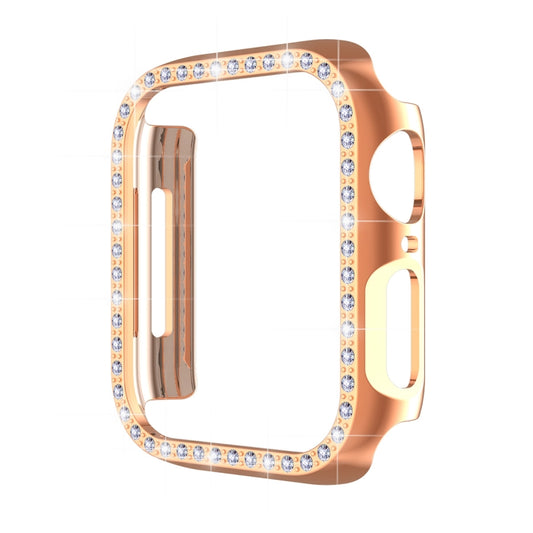 ENKAY Hat-Prince Electroplate PC Diamond Watch Case + Full Coverage Curved PET Screen Protector Film For Apple Watch Series 9 / 8 / 7 45mm(Rose Gold) by ENKAY