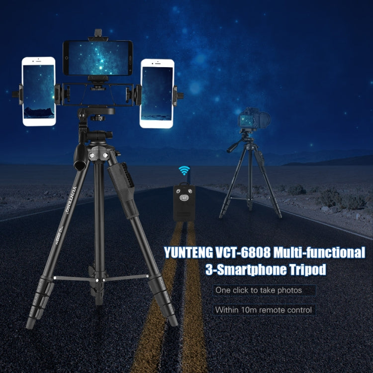 YUNTENG VCT-6808 Multi-Phone Bracket Tripod Mount with Ball Head and Remote Control by YUNTENG