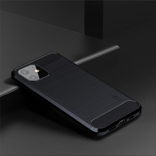 For iPhone 12 mini MOF Gentleness Series Brushed Texture Carbon Fiber Soft TPU Case (Blue) by MOFI