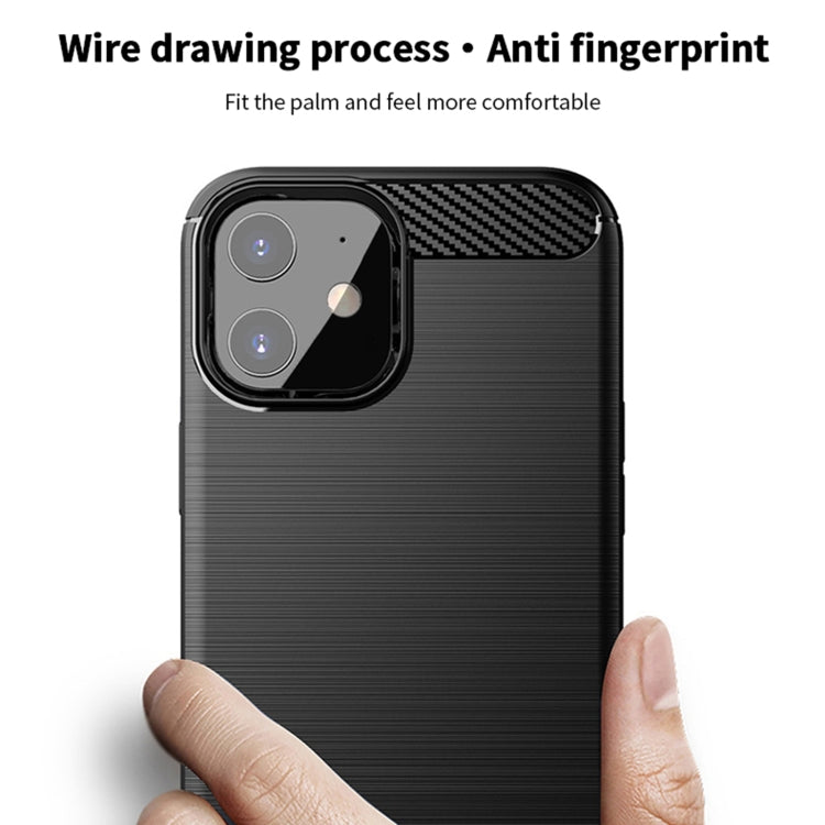 For iPhone 12 mini MOF Gentleness Series Brushed Texture Carbon Fiber Soft TPU Case (Blue) - iPhone 12 mini Cases by MOFI | Online Shopping UK | buy2fix