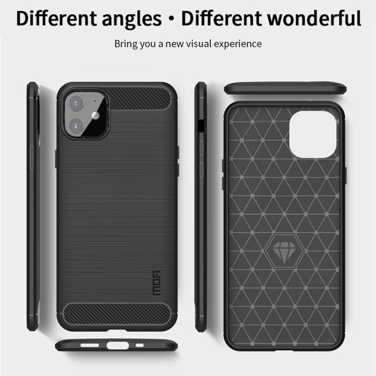 For iPhone 12 mini MOF Gentleness Series Brushed Texture Carbon Fiber Soft TPU Case (Blue) - iPhone 12 mini Cases by MOFI | Online Shopping UK | buy2fix