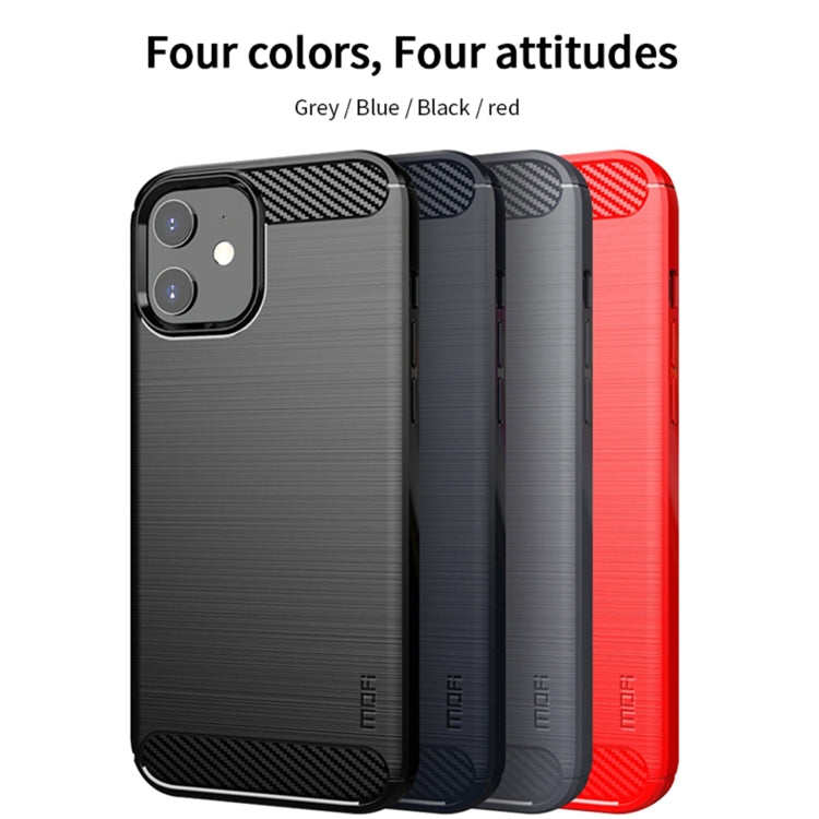 For iPhone 12 mini MOF Gentleness Series Brushed Texture Carbon Fiber Soft TPU Case (Blue) - iPhone 12 mini Cases by MOFI | Online Shopping UK | buy2fix