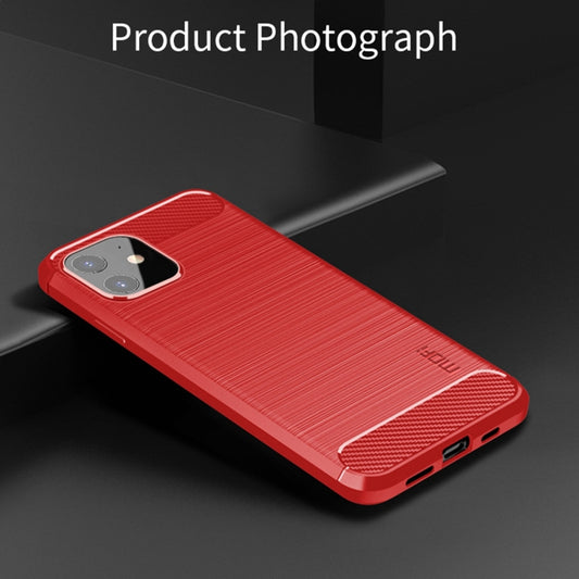For iPhone 12 mini MOF Gentleness Series Brushed Texture Carbon Fiber Soft TPU Case (Red) by MOFI