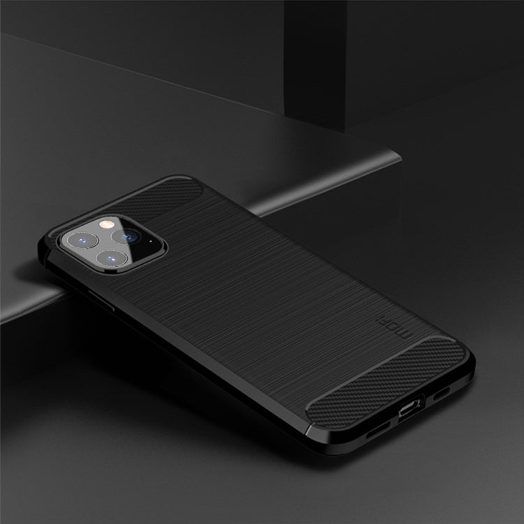 For iPhone 12 / 12 Pro MOF Gentleness Series Brushed Texture Carbon Fiber Soft TPU Case(Black) - iPhone 12 / 12 Pro Cases by MOFI | Online Shopping UK | buy2fix