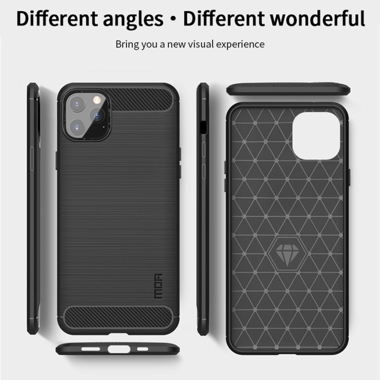 For iPhone 12 / 12 Pro MOF Gentleness Series Brushed Texture Carbon Fiber Soft TPU Case(Black) - iPhone 12 / 12 Pro Cases by MOFI | Online Shopping UK | buy2fix