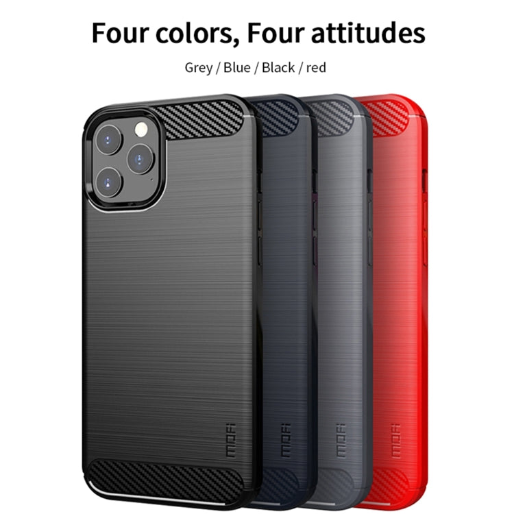 For iPhone 12 / 12 Pro MOF Gentleness Series Brushed Texture Carbon Fiber Soft TPU Case(Black) - iPhone 12 / 12 Pro Cases by MOFI | Online Shopping UK | buy2fix