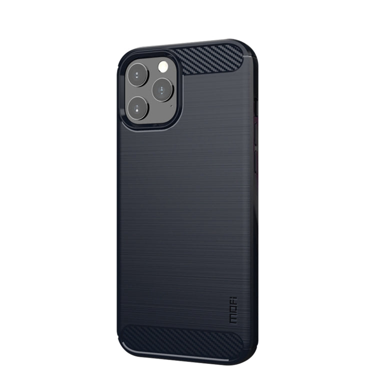 For iPhone 12 / 12 Pro MOF Gentleness Series Brushed Texture Carbon Fiber Soft TPU Case(Blue) - iPhone 12 / 12 Pro Cases by MOFI | Online Shopping UK | buy2fix