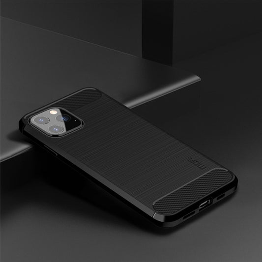 For iPhone 12 Pro Max MOF Gentleness Series Brushed Texture Carbon Fiber Soft TPU Case(Black) by MOFI