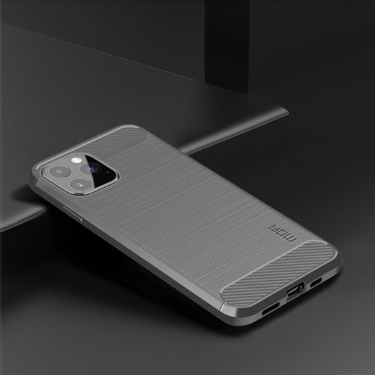 For iPhone 12 Pro Max MOF Gentleness Series Brushed Texture Carbon Fiber Soft TPU Case(Gray) by MOFI
