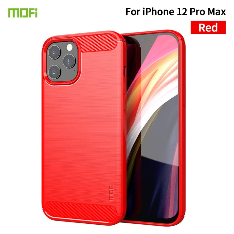 For iPhone 12 Pro Max MOF Gentleness Series Brushed Texture Carbon Fiber Soft TPU Case(Red) - iPhone 12 Pro Max Cases by MOFI | Online Shopping UK | buy2fix