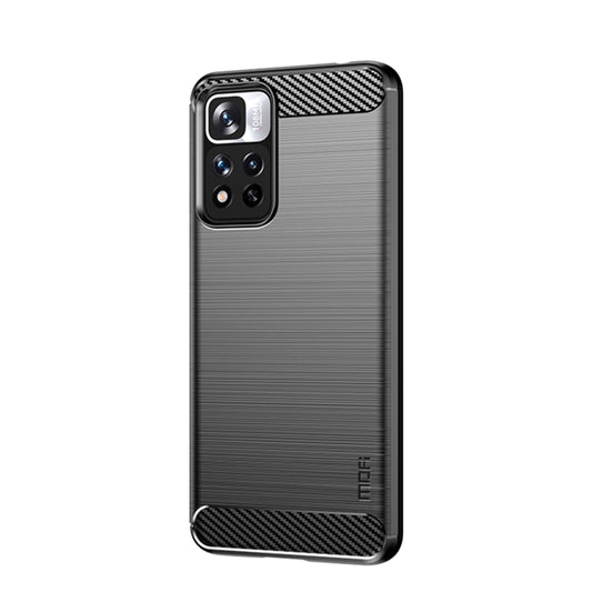 For Xiaomi Redmi Note11 Pro / Note 11 Pro+ MOFI Gentleness Series Brushed Texture Carbon Fiber Soft TPU Phone Case(Black) by MOFI