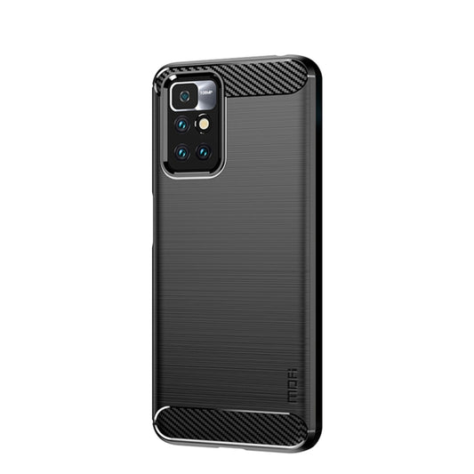 For Xiaomi Redmi 10 / 10 Prime MOFI Gentleness Series Brushed Texture Carbon Fiber Soft TPU Phone Case(Black) by MOFI