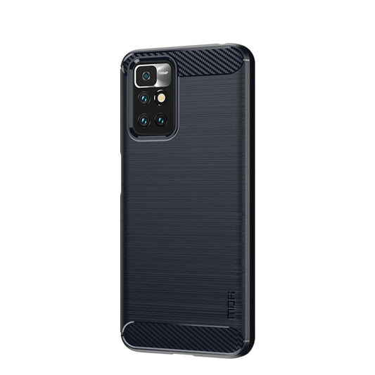 For Xiaomi Redmi 10 / 10 Prime MOFI Gentleness Series Brushed Texture Carbon Fiber Soft TPU Phone Case(Blue) by MOFI