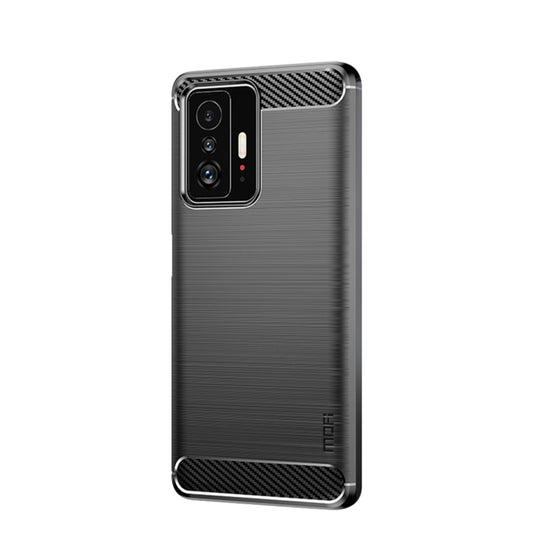For Xiaomi Mi 11T / 11T Pro MOFI Gentleness Series Brushed Texture Carbon Fiber Soft TPU Phone Case(Black) by MOFI