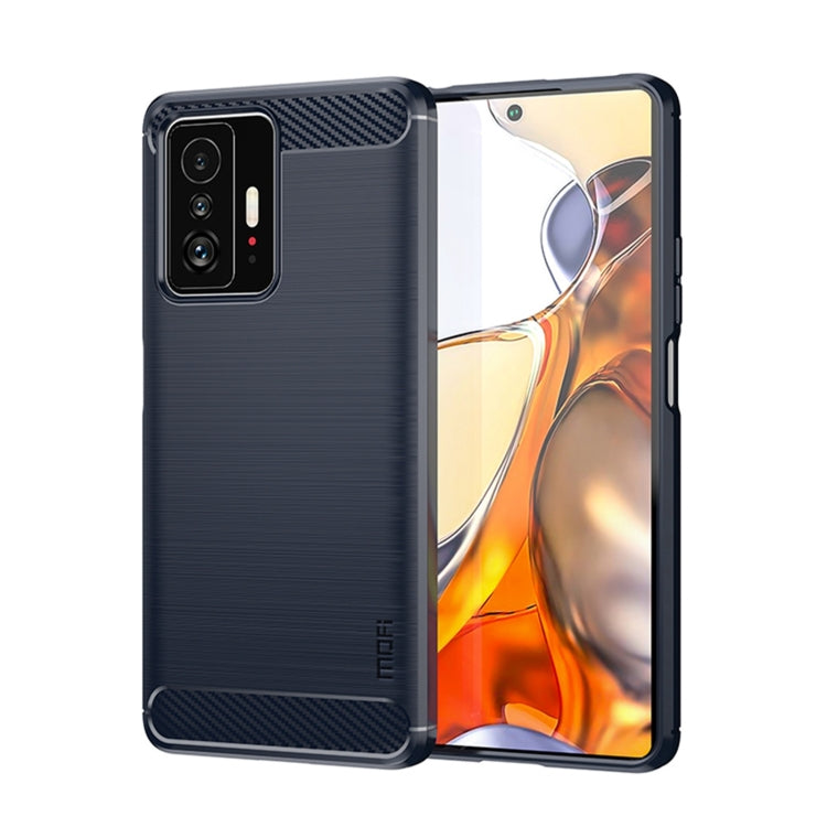 For Xiaomi Mi 11T / 11T Pro MOFI Gentleness Series Brushed Texture Carbon Fiber Soft TPU Phone Case(Blue) - Xiaomi Cases by MOFI | Online Shopping UK | buy2fix