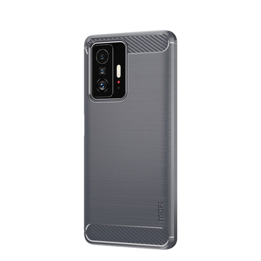 For Xiaomi Mi 11T / 11T Pro MOFI Gentleness Series Brushed Texture Carbon Fiber Soft TPU Phone Case(Gray) by MOFI