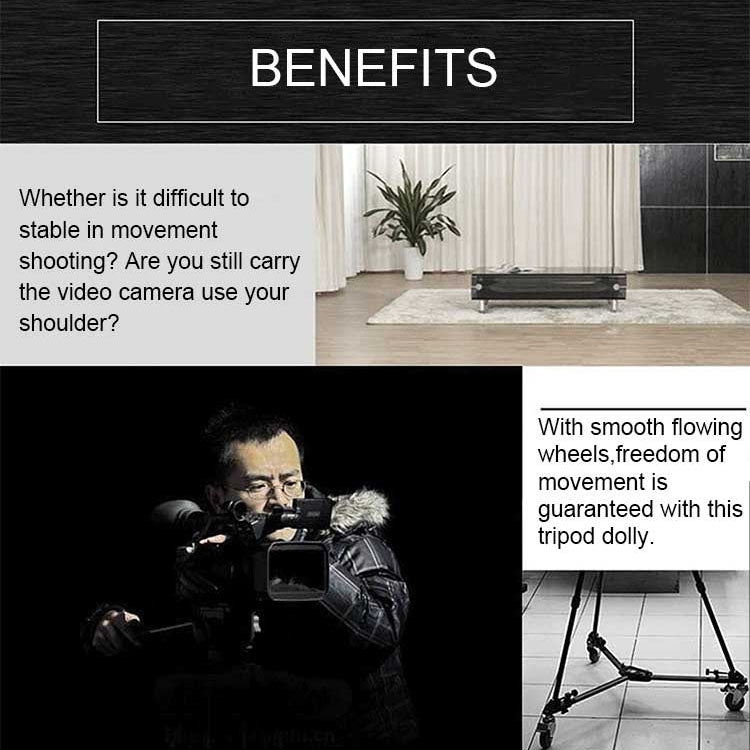 YUNTENG 900 Aluminium Alloy Camera Tripod Foot Wheel Tripod Pulley Base, Load 15KG by YUNTENG