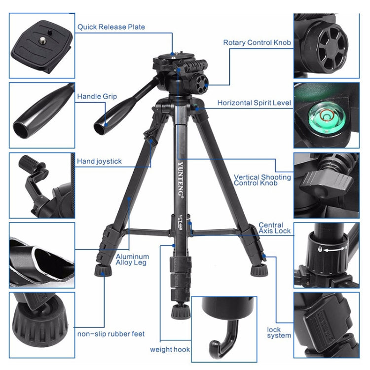 YUNTENG VCT-668 Aluminum Alloy Tripod Mount for 3 dimensional Damping Head by YUNTENG