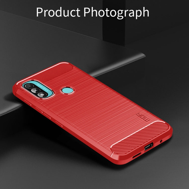 For Motorola Moto E20 / E30 / E40 MOFI Gentleness Series Brushed Texture Carbon Fiber Soft TPU Case(Red) - Motorola Cases by MOFI | Online Shopping UK | buy2fix