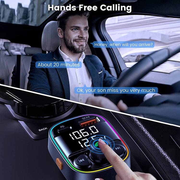 C87B PD QC3.0 Quick Charger Bluetooth 5.0 FM Transmitter Hands-free MP3 U Disk Car Music Player Kit - Bluetooth Car Kits by buy2fix | Online Shopping UK | buy2fix