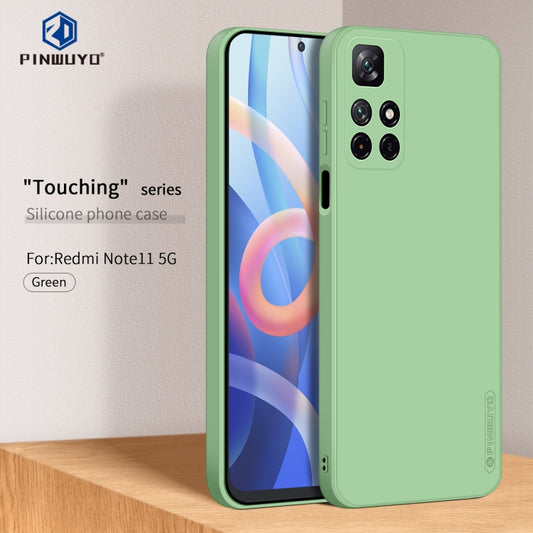 For Xiaomi Redmi Note 11 / Poco M4 Pro 5G PINWUYO Liquid Silicone TPU Phone Case(Green) by PINWUYO