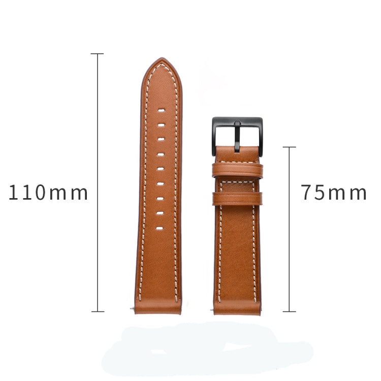 For Huawei Watch GT3 42mm / Watch GT2 42mm First Layer Leather Sewing Thread Watch Band (Black) by buy2fix