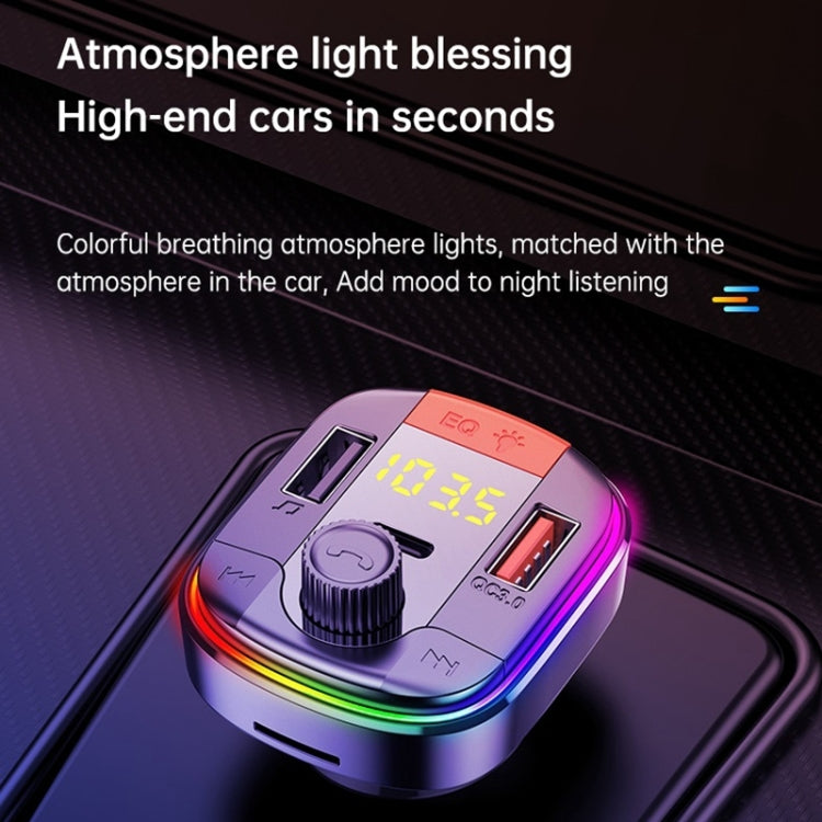 T832 Car Bluetooth FM Transmitter Colorful Light MP3 Player Powerful Quick Charger QC3.0 - Bluetooth Car Kits by buy2fix | Online Shopping UK | buy2fix