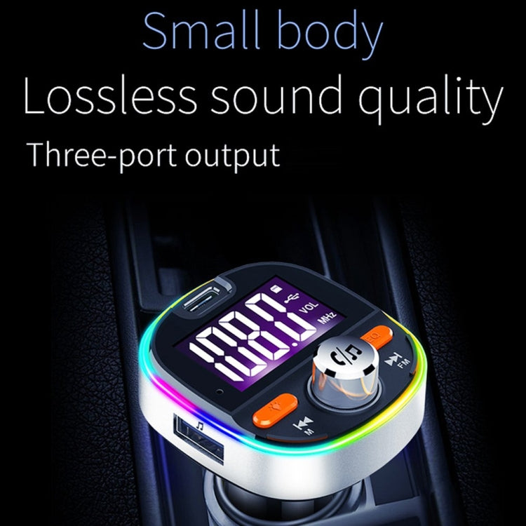 BC53 Wireless Car MP3 Player 5.0 FM Transmitter Colored Ambient Lights Hands-free Car Charger - Bluetooth Car Kits by buy2fix | Online Shopping UK | buy2fix