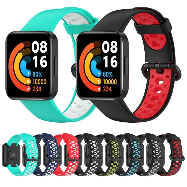 For Xiaomi Redmi Watch 2 Lite Two-Color Mixed Silicone Watch Band(Cyan+White) - Watch Bands by buy2fix | Online Shopping UK | buy2fix