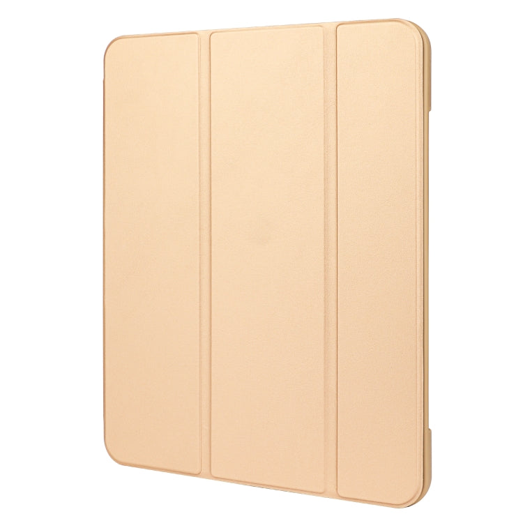 For iPad mini 6 / mini 2024 Tri-Fold Holder Leather Smart Tablet Case(Gold) - iPad mini 6 Cases by buy2fix | Online Shopping UK | buy2fix