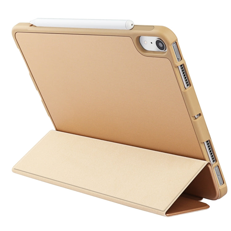 For iPad mini 6 / mini 2024 Tri-Fold Holder Leather Smart Tablet Case(Gold) - iPad mini 6 Cases by buy2fix | Online Shopping UK | buy2fix