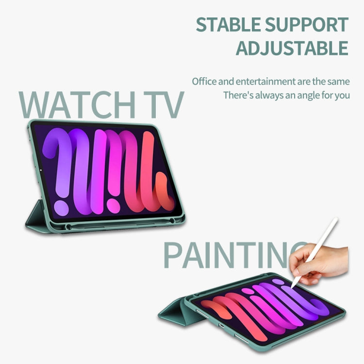 For iPad mini 6 / mini 2024 Tri-Fold Holder Leather Smart Tablet Case(Gold) - iPad mini 6 Cases by buy2fix | Online Shopping UK | buy2fix