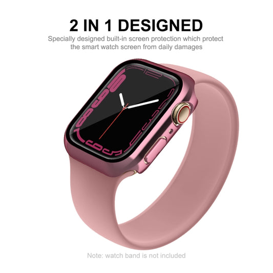 For Apple Watch Series 9 / 8 / 7 41mm ENKAY Hat-Prince 2 in 1 PC Frame + 9H Tempered Glass Case(Pink) by ENKAY