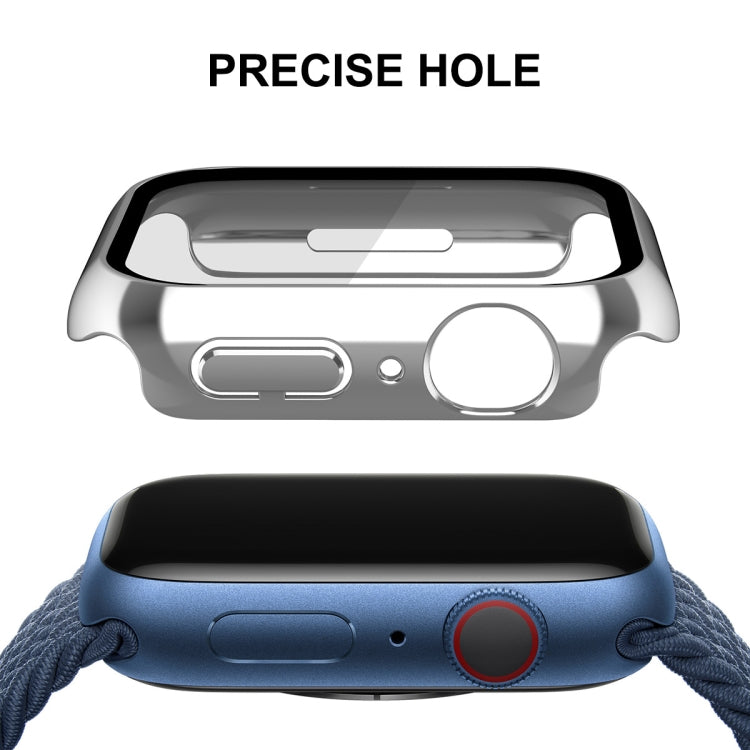 For Apple Watch Series 8 / 7 41mm ENKAY Hat-Prince 2 in 1 PC Frame + 9H Tempered Glass Case(Silver) - Watch Cases by ENKAY | Online Shopping UK | buy2fix