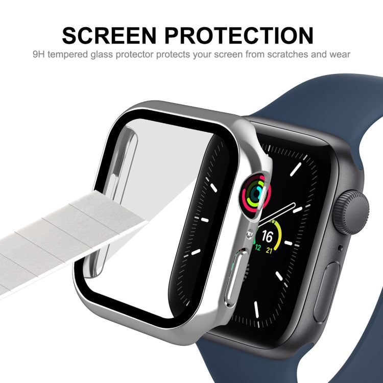 For Apple Watch Series 8 / 7 41mm ENKAY Hat-Prince 2 in 1 PC Frame + 9H Tempered Glass Case(Silver) - Watch Cases by ENKAY | Online Shopping UK | buy2fix