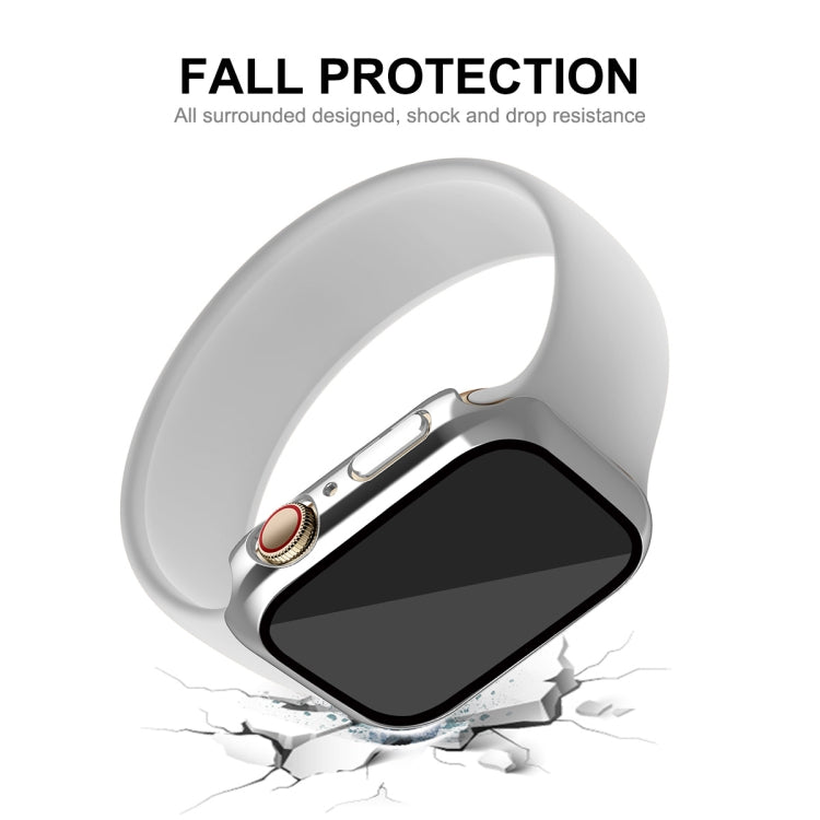 For Apple Watch Series 8 / 7 41mm ENKAY Hat-Prince 2 in 1 PC Frame + 9H Tempered Glass Case(Silver) - Watch Cases by ENKAY | Online Shopping UK | buy2fix