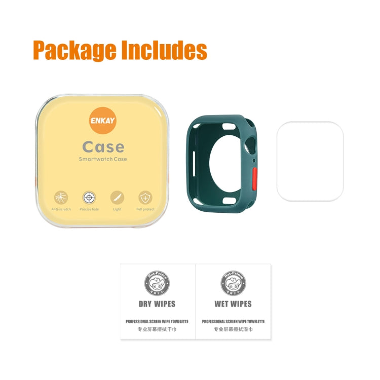 ENKAY TPU Case + Full Coverage PET Screen Protector For Apple Watch Series 8 / 7 41mm(Green) - Watch Cases by ENKAY | Online Shopping UK | buy2fix